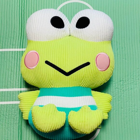 NWT Authentic 2025 Large Sanrio Green Corduroy Keroppi Duo Set 13” Plushie - Picture 3 of 6